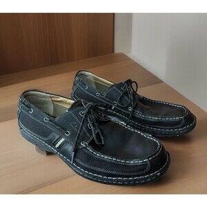 Clarks XTR Lite Black Leather Lace Up Boat Shoes Men's 13